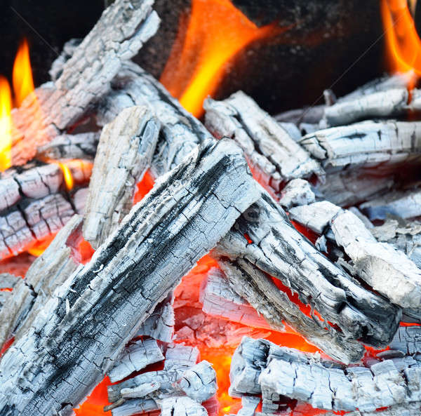 Foto stock: Hoguera · fuego · madera · carbón · ceniza · textura