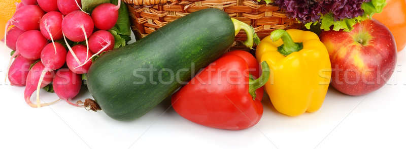 [[stock_photo]]: Fruits · légumes · isolé · blanche · alimentaire · feuille