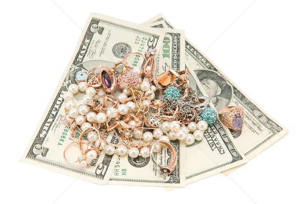 Stock photo: gold jewelry and dollars