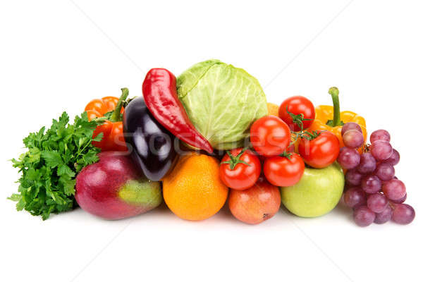 Stockfoto: Ingesteld · vruchten · groenten · geïsoleerd · witte · voedsel