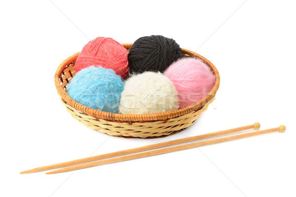 skeins of yarn and knitting needles isolated on a white backgrou Stock photo © alinamd