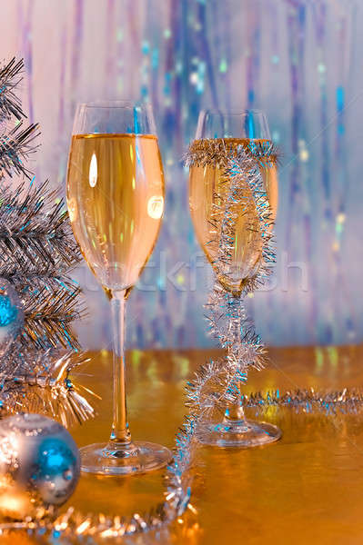 Occhiali vino albero di natale giocattoli superficie Foto d'archivio © AlisLuch