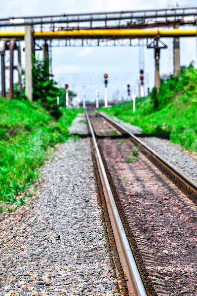 Railroad tracks go off into the distance, blur Stock photo © AlisLuch