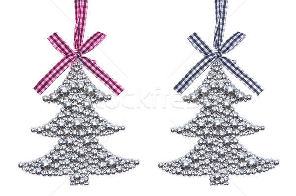 Argento albero di natale decorazioni due decorazione isolato Foto d'archivio © AlisLuch