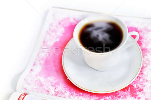Cup caldo caffè magazine bianco giornale Foto d'archivio © AlisLuch