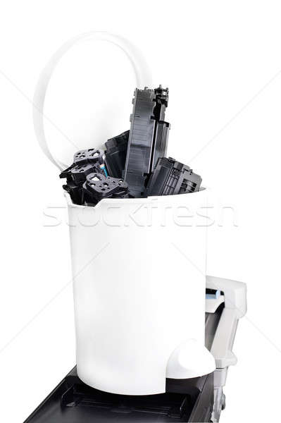 Drukarki kosz na śmieci stałego biuro odizolowany biały Zdjęcia stock © AlisLuch