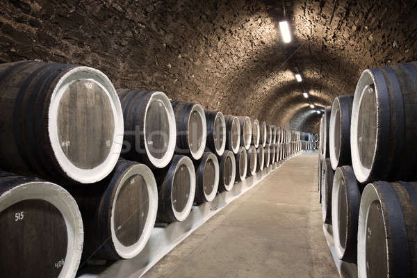 ワイン貯蔵室 ワイン 木材 グループ 業界 暗い ストックフォト © All32
