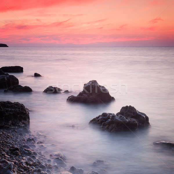 Deniz manzarası gün batımı puslu su doğa arka plan Stok fotoğraf © All32