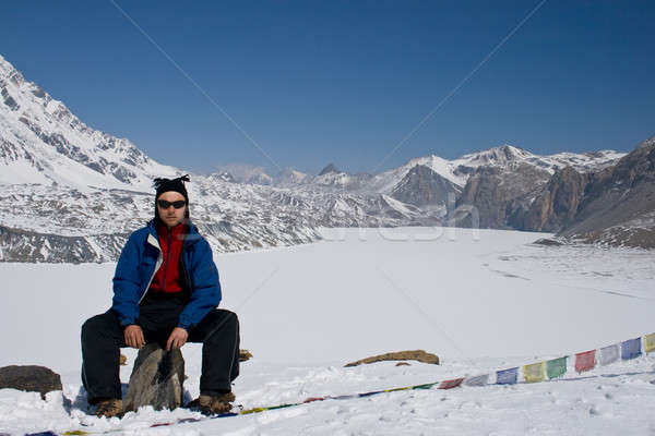 Man close by the highest lake Tilicho. Nepal. Stock photo © All32