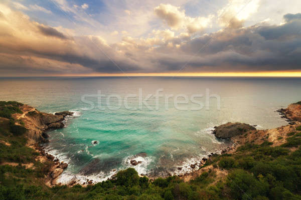 Vue hauteur coucher du soleil marin eau paysage Photo stock © All32