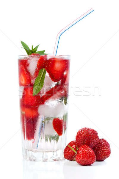 Strawberry cocktail with ice and mint Stock photo © All32