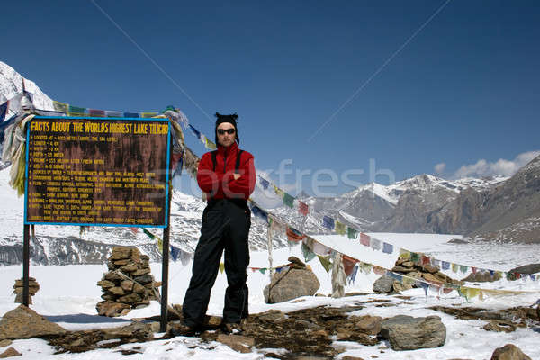 Man close by the highest lake Tilicho. Nepal. Stock photo © All32