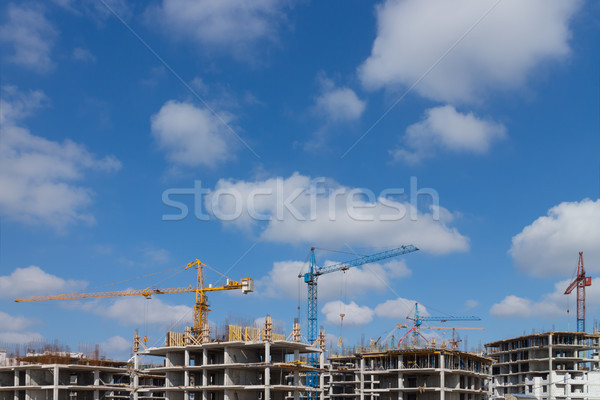 Stockfoto: Bouw · blauwe · hemel · wolken · werk · ruimte · fabriek