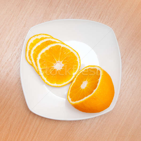 Witte plaat voedsel licht oranje Stockfoto © All32