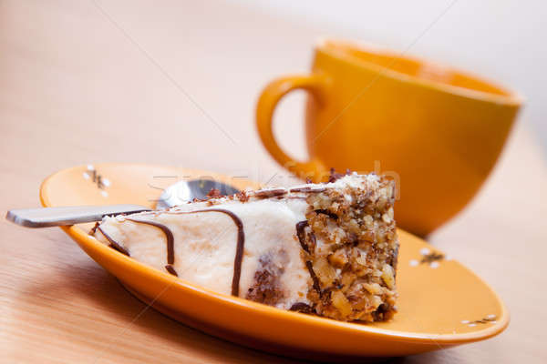 Stuk cake schotel beker voedsel koffie Stockfoto © All32