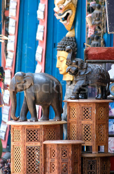 Elephants statuettes on carved supports. Stock photo © All32