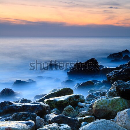 Puslu su gün batımı deniz manzarası doğa arka plan Stok fotoğraf © All32