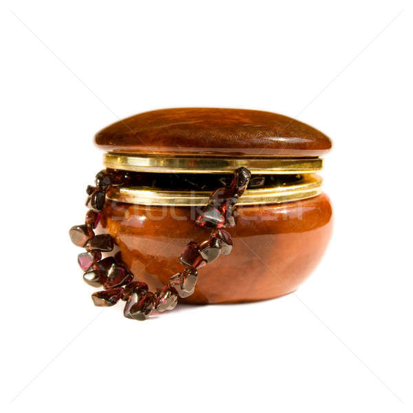 Photo stock: Décoratif · vase · bijoux · perles · isolé · blanche