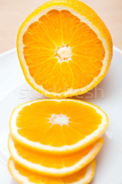Stockfoto: Oranje · witte · plaat · voedsel · licht