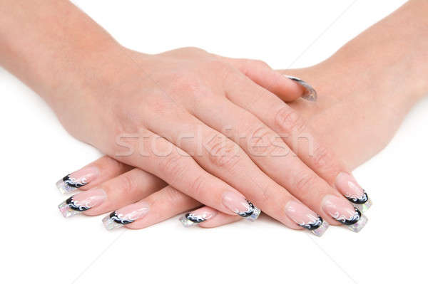 Ręce nice manicure odizolowany biały strony Zdjęcia stock © All32