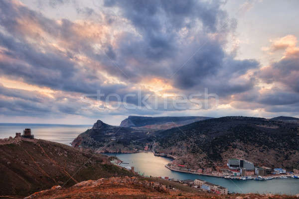 Top Ansicht alten Festung Landschaft Wolken Stock foto © All32