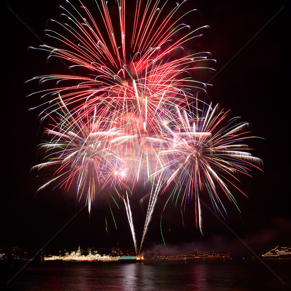 Tűzijáték víz éjszakai ég égbolt művészet éjszaka Stock fotó © All32