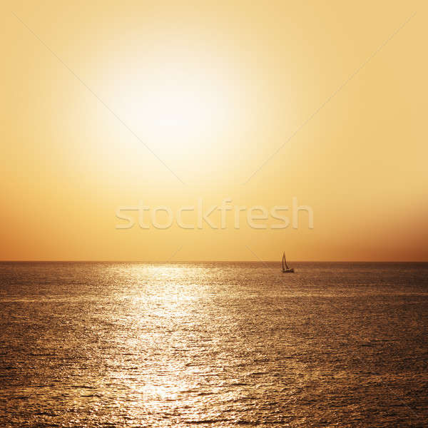 Boat sailing on the sea at sunset Stock photo © All32