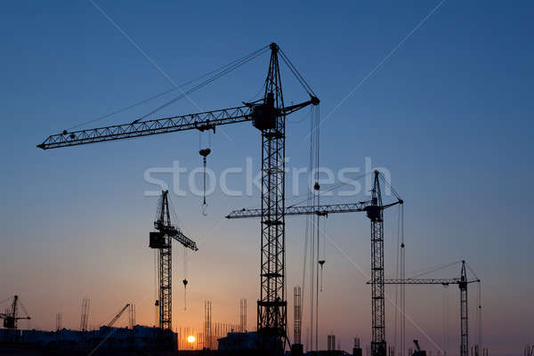 Silhouettes of construction cranes Stock photo © All32