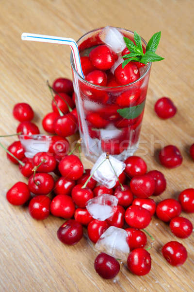 Cherry drink with ice and mint Stock photo © All32
