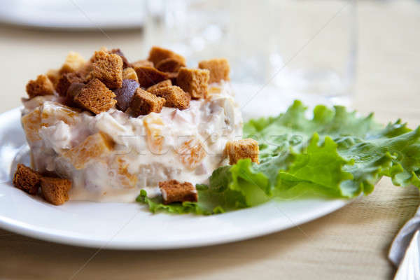 Salad with toast and green leaf lettuce Stock photo © All32