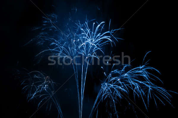 Fuochi d'artificio cielo notturno felice luce fumo blu Foto d'archivio © All32