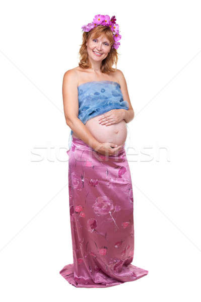 Pregnant woman with flowers woven into her hair Stock photo © All32