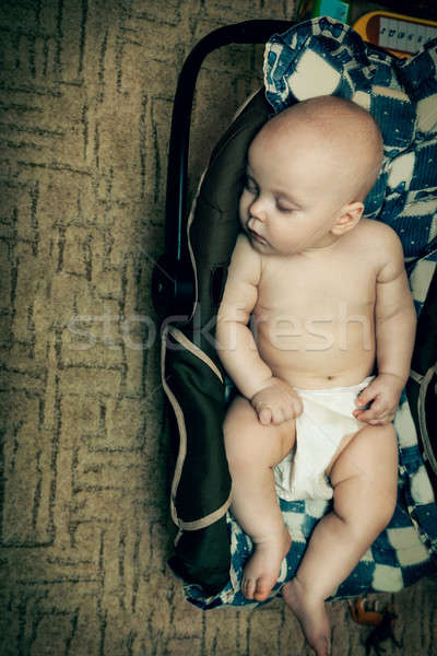 Stockfoto: Weinig · baby · slapen · stoel · gezicht · schoonheid