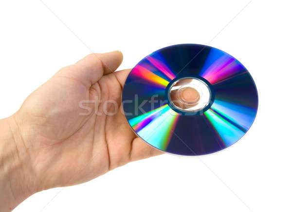 Płyta cd dłoni odizolowany biały tekstury Zdjęcia stock © All32