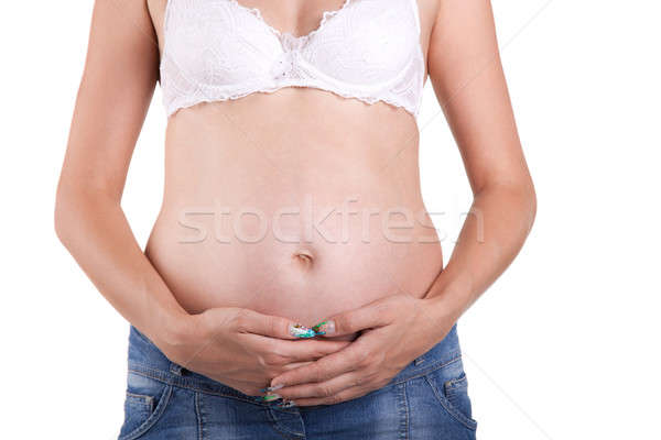 Pocak terhes nők izolált fehér lány Stock fotó © All32
