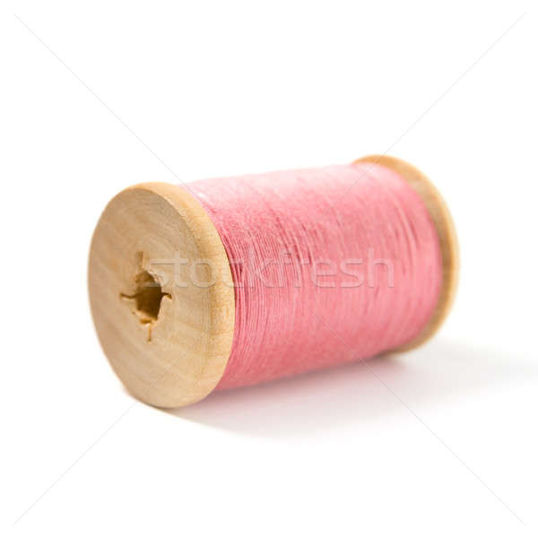 Fából készült cséve rózsaszín fonál izolált fehér Stock fotó © All32