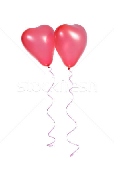 [[stock_photo]]: Deux · rouge · ballons · forme · coeur · blanche