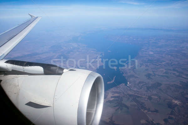 View from the window of the airplane flying over the river Dniep Stock photo © All32