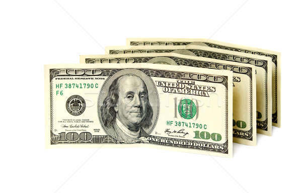 Foto stock: Dólar · notas · isolado · branco · dinheiro · papel