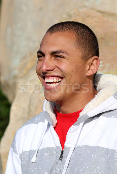 смех молодые человека смеясь улице улыбка Сток-фото © allihays