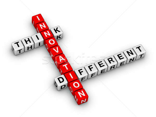 Innovatie denk verschillend kruiswoordraadsel puzzel Rood Stockfoto © almagami