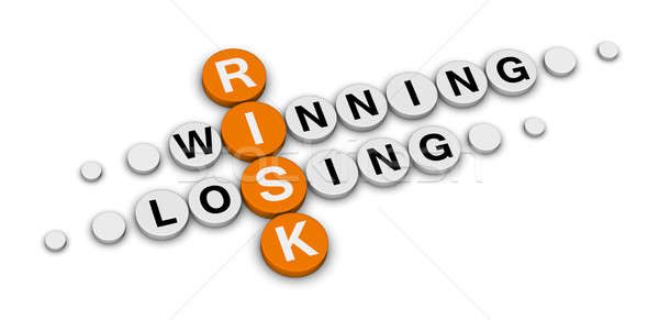 Risico winnen verliezen kruiswoordraadsel business teken Stockfoto © almagami