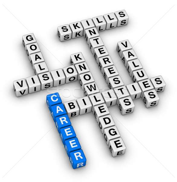 Karriere Kreuzworträtsel Puzzle blau Würfel weiß Stock foto © almagami