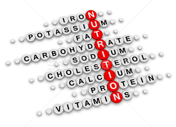 Foto stock: Nutrição · fatos · palavras · cruzadas · quebra-cabeça · comida · fitness