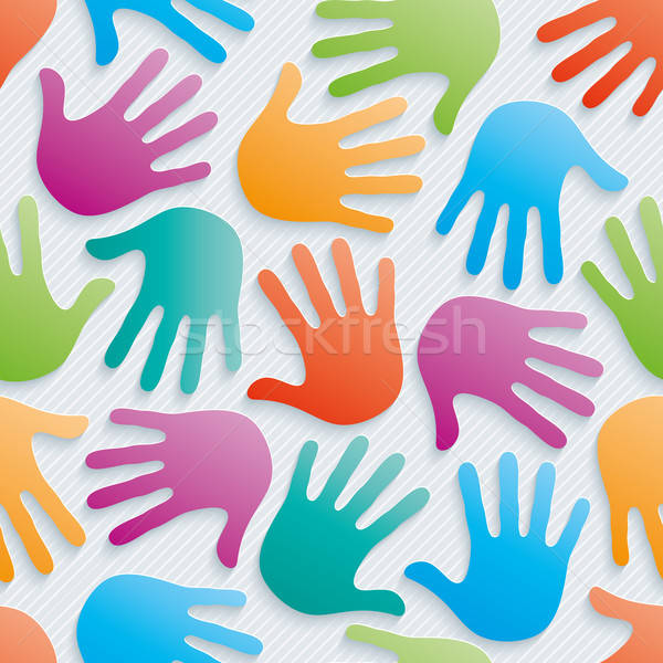 Multicolor handprints 3d seamless wallpaper. Stock photo © almagami