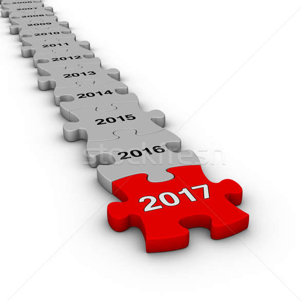 Boldog új évet 2016 kirakós játék idővonal 3d illusztráció üzlet Stock fotó © almagami