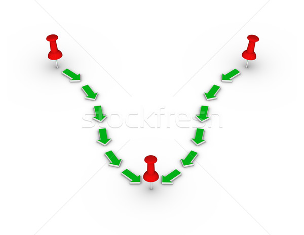 red thumbtacks and green arrows Stock photo © almagami