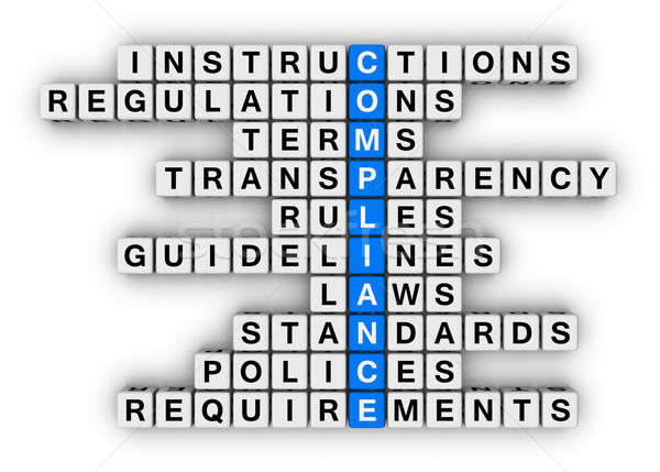 Conformité mots croisés puzzle boîte bleu gestion [[stock_photo]] © almagami