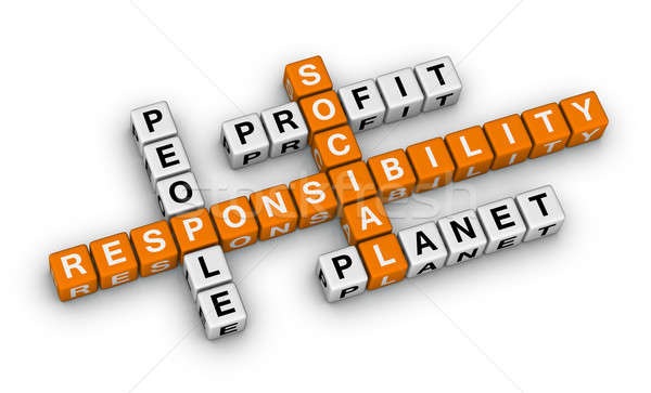 Sociale responsabilité mots croisés affaires éducation boîte Photo stock © almagami
