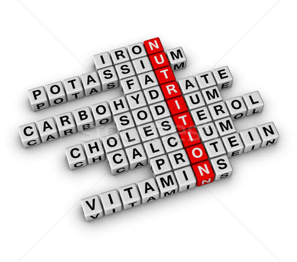 Nutritie ingredient cuburi cuvinte incrucisate fitness supermarket Imagine de stoc © almagami